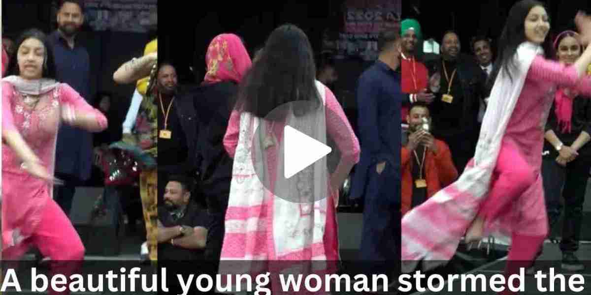 A beautiful young woman stormed the streets with a boisterous dance to Punjabi songs