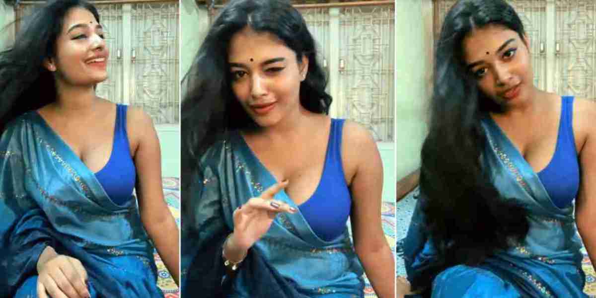 Young woman's cleavage is peeking through the gap of the saree, watch the viral video alone