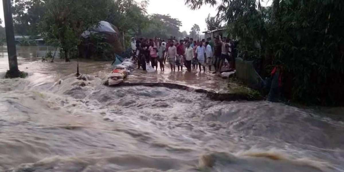 Dampara embankment on the east bank of Netrakona was broken by the strong current