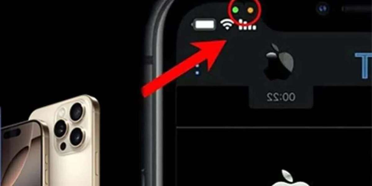 That's why the green-orange dot appears on the iPhone screen